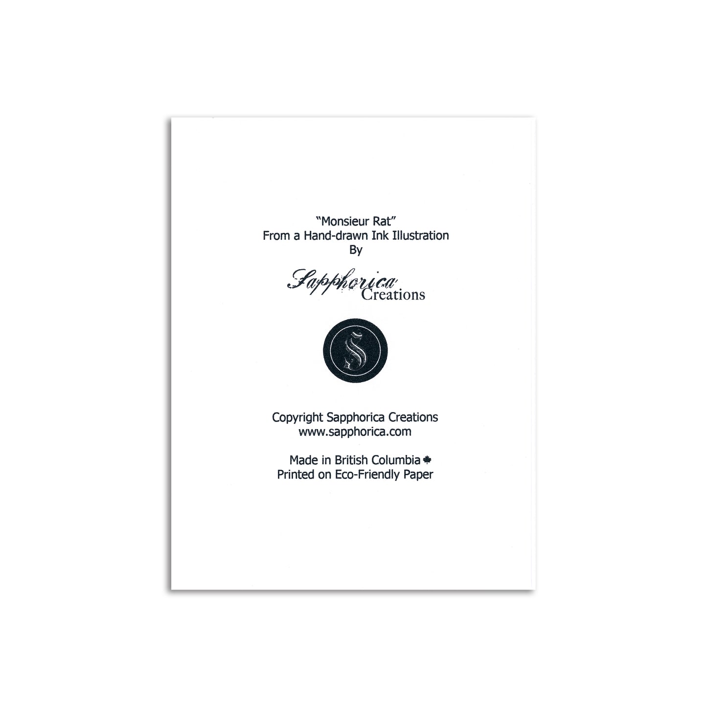 Sapphorica Creations Monsieur Rat Art Card - Sapphorica Creations