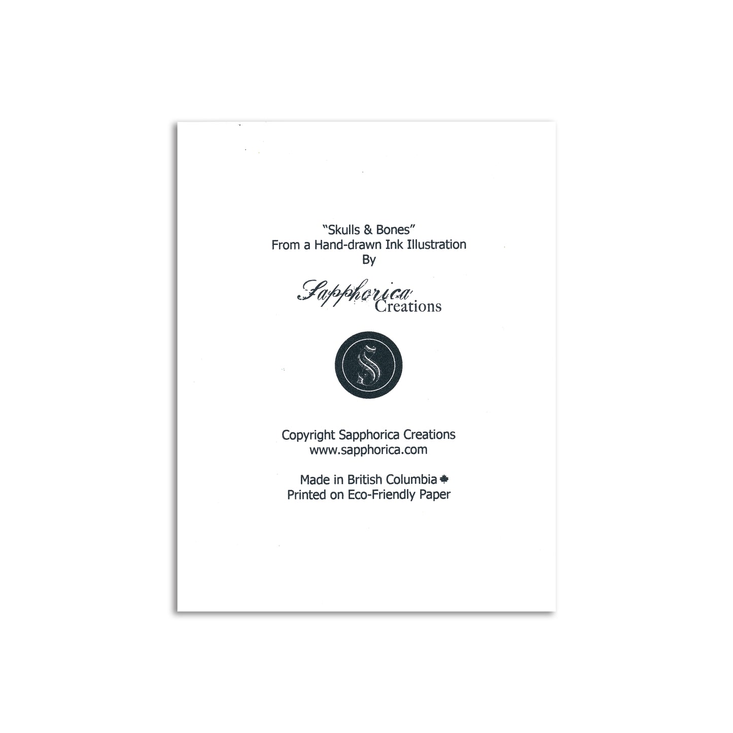 Sapphorica Creations Skulls and Bones Art Card - Sapphorica Creations