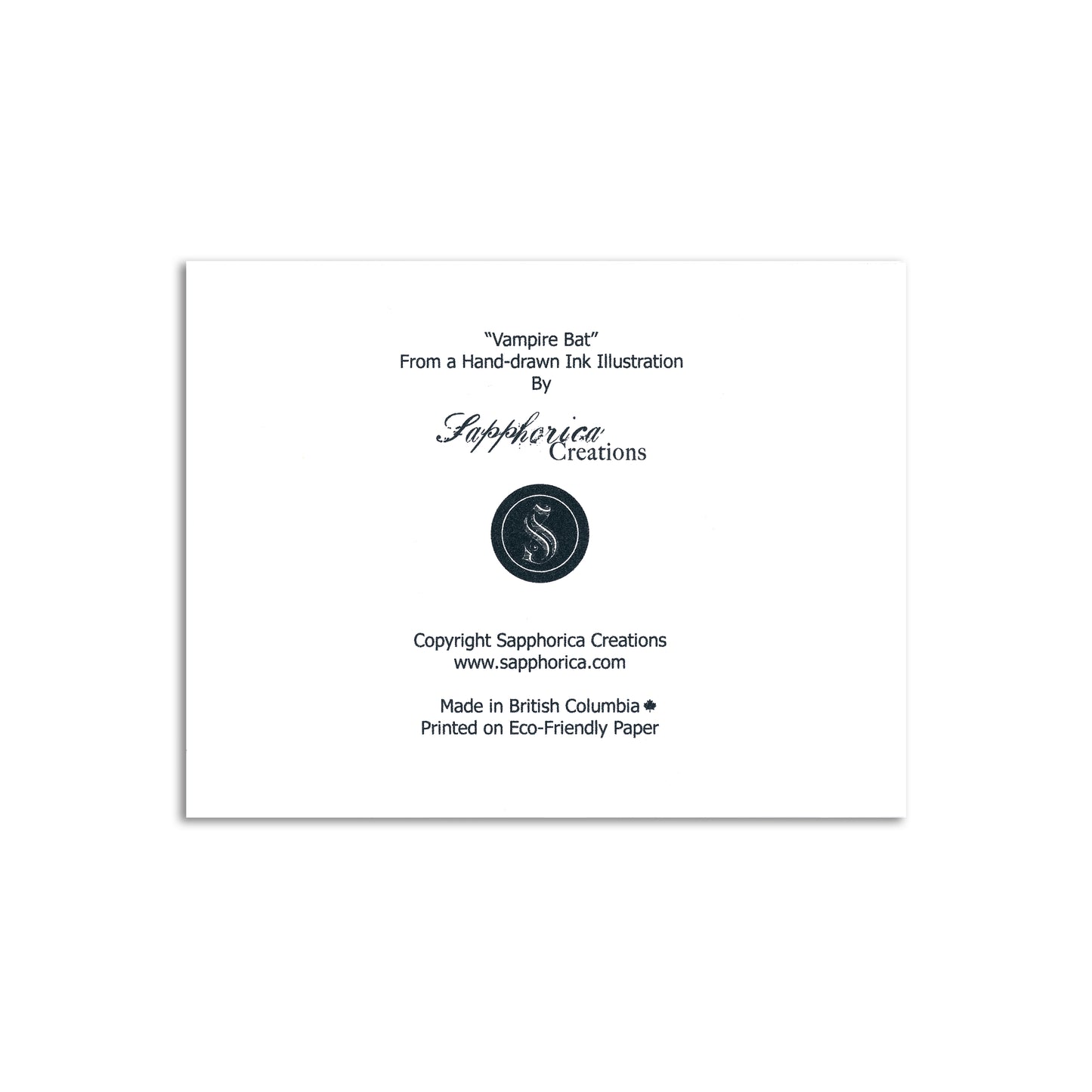 Sapphorica Creations Vampire Bat Art Card