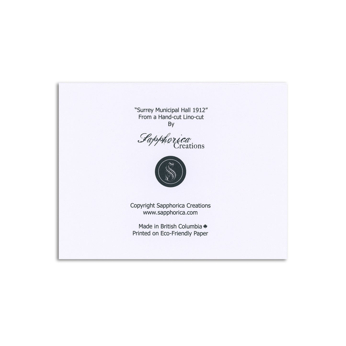 Sapphorica Creations Surrey Municipal Hall Art Card