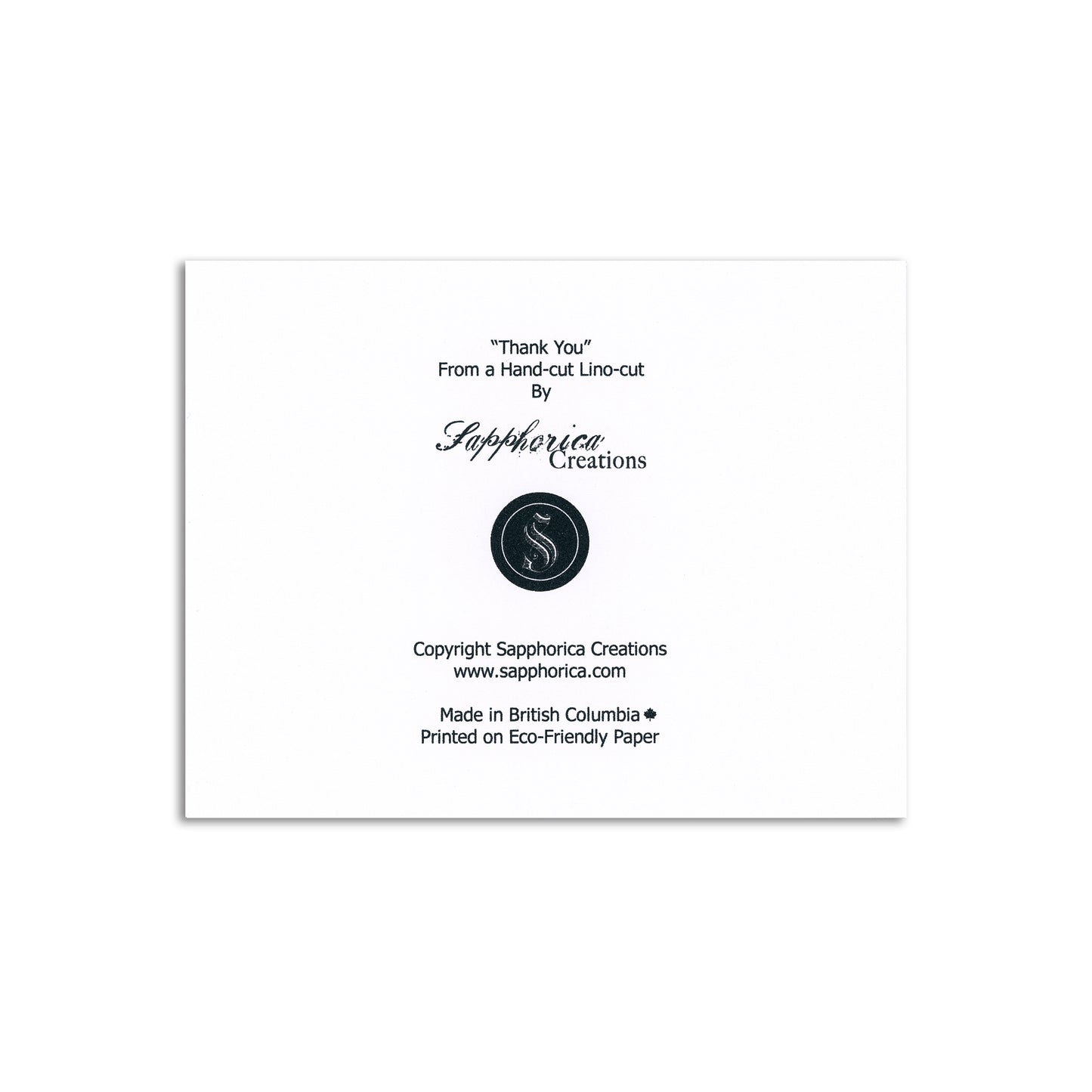 Sapphorica Creations Thank You Art Card