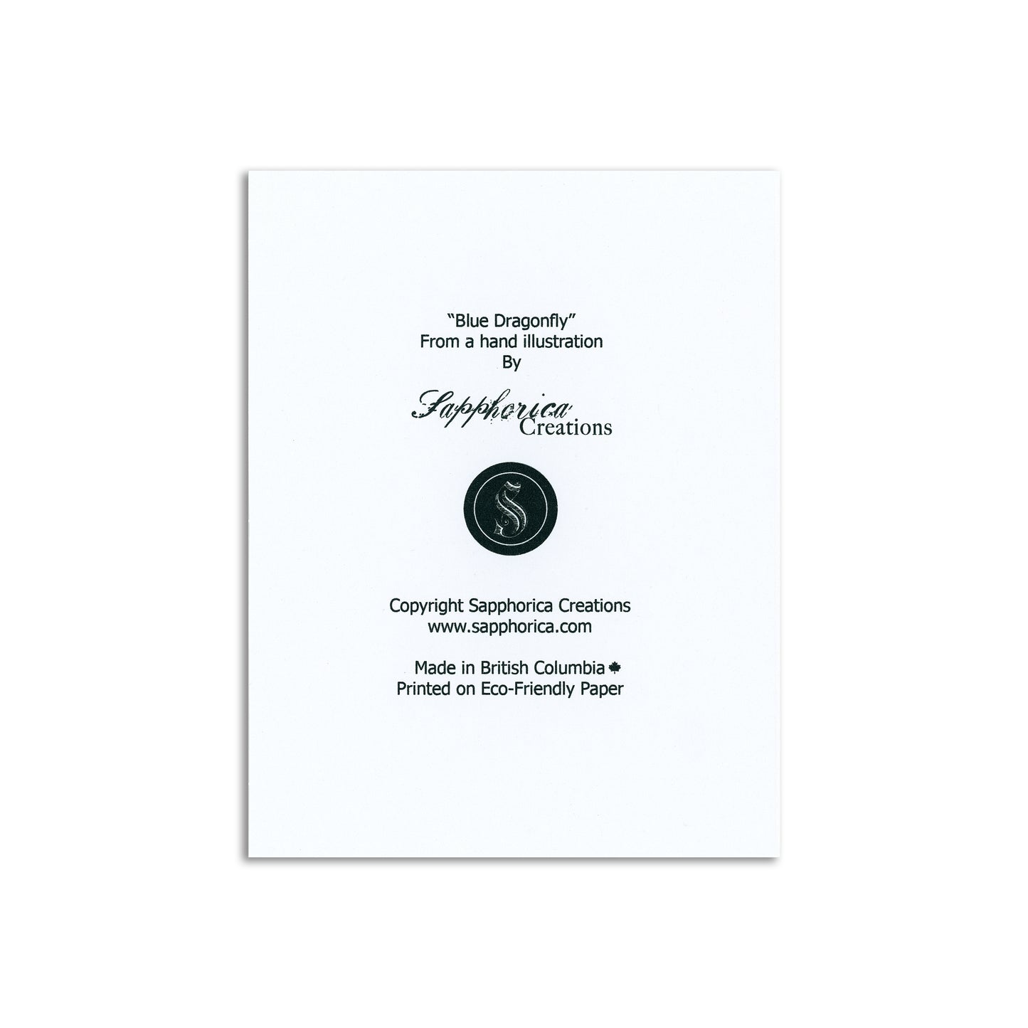 Sapphorica Creations Blue Dragonfly Art Card - Sapphorica Creations