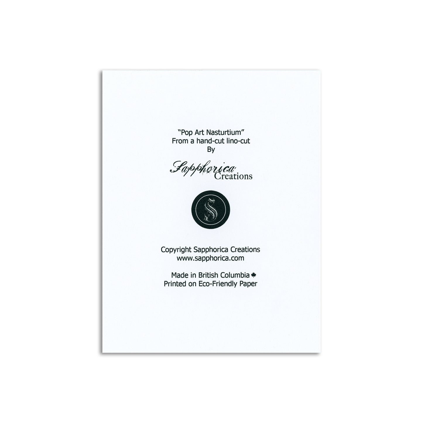 Sapphorica Creations Nasturtium Art Card - Sapphorica Creations