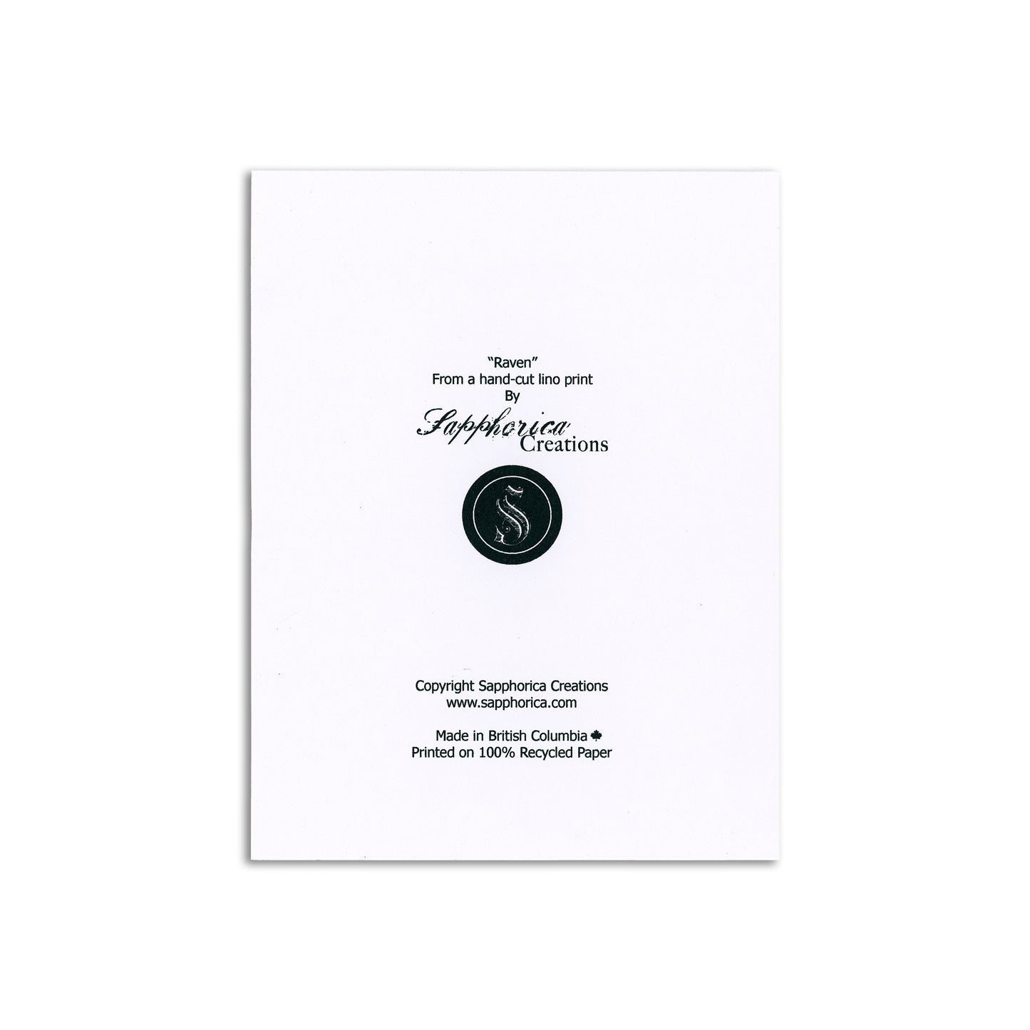 Sapphorica Creations- Raven Art Card - Sapphorica Creations