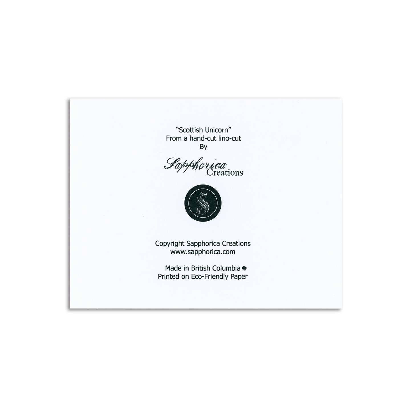 Sapphorica Creations Scottish Unicorn Art Card - Sapphorica Creations