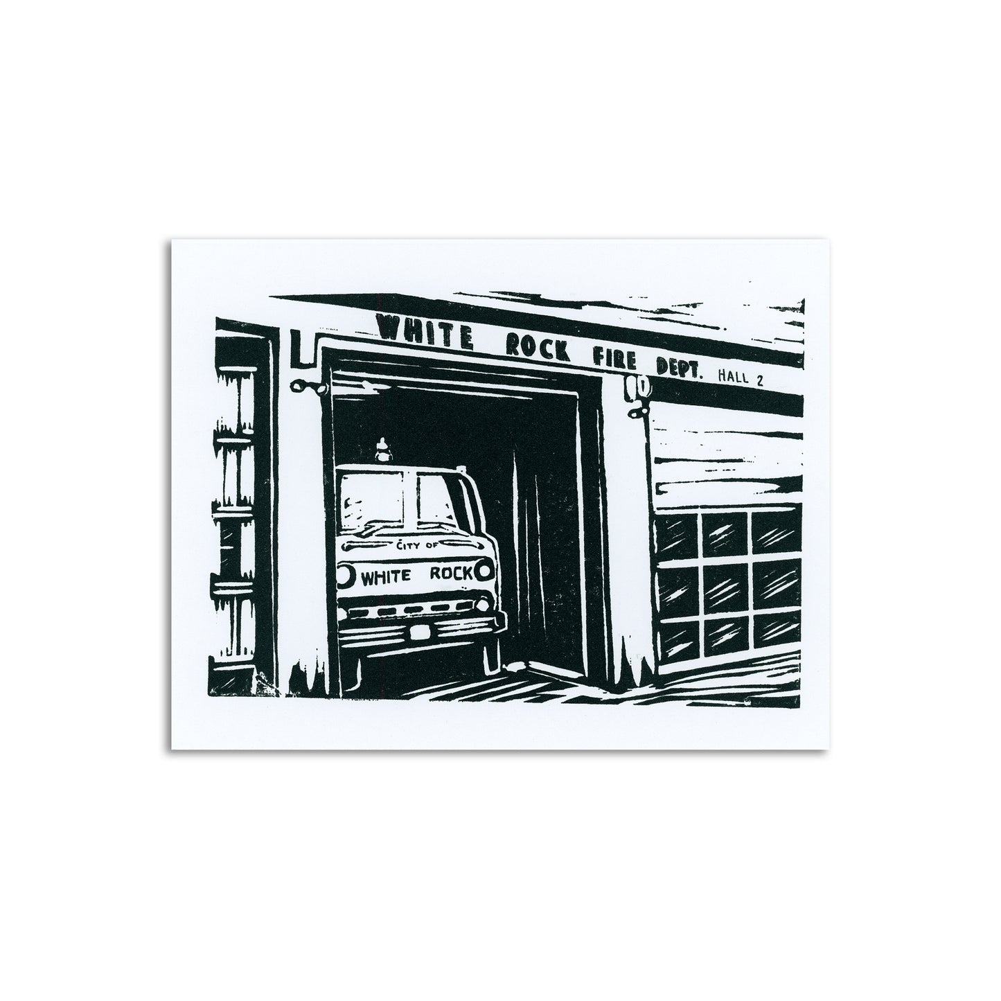 Sapphorica Creations White Rock Fire Truck Art Card - Sapphorica Creations