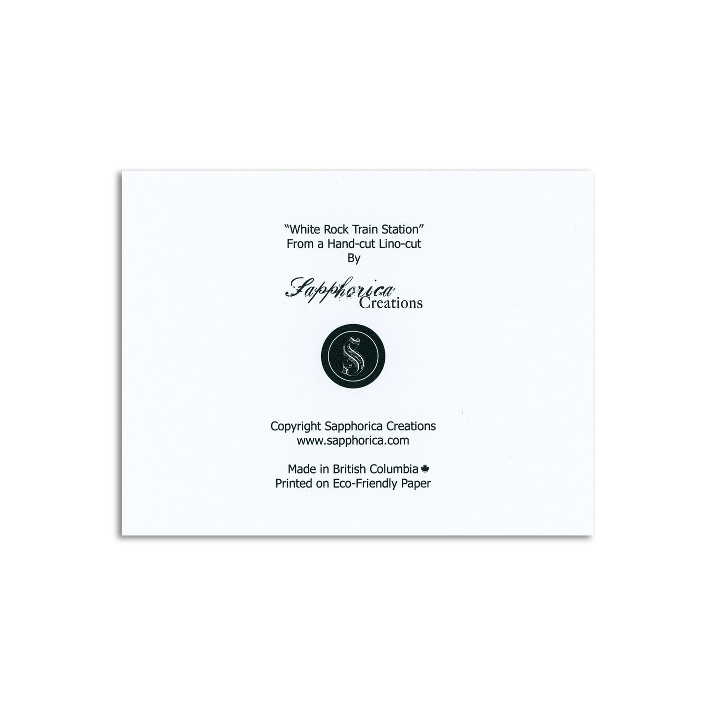Sapphorica Creations White Rock Train Station Art Card - Sapphorica Creations