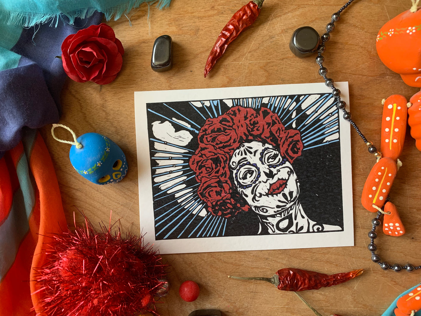 Sapphorica Creations Carmelita Linocut Art Card