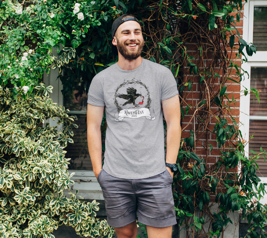 Woodland Wildflower RavenFest 2023 Men's Raven Thorn CARE Logo Tee x Sapphorica Creations - Sapphorica Creations