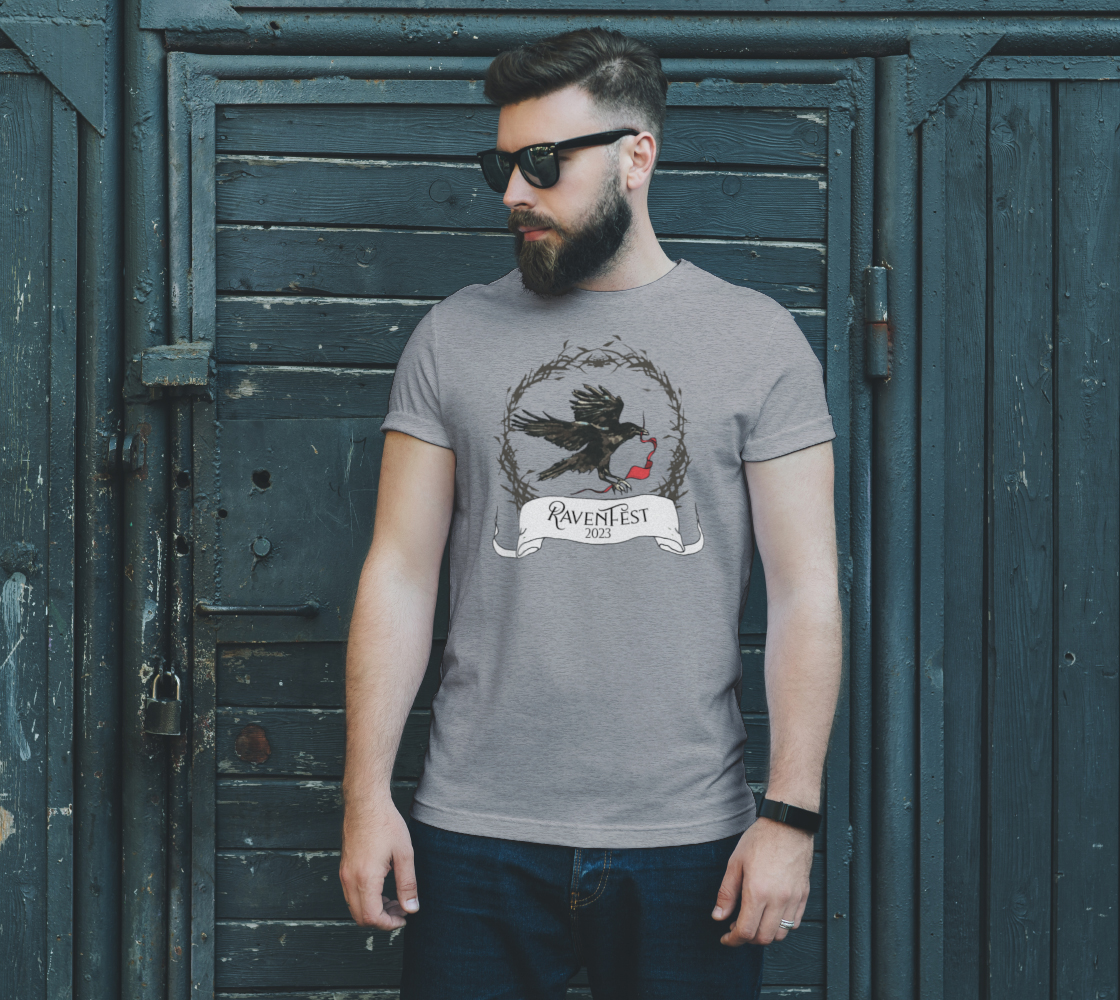 Woodland Wildflower RavenFest 2023 Men's Raven Thorn CARE Logo Tee x Sapphorica Creations - Sapphorica Creations