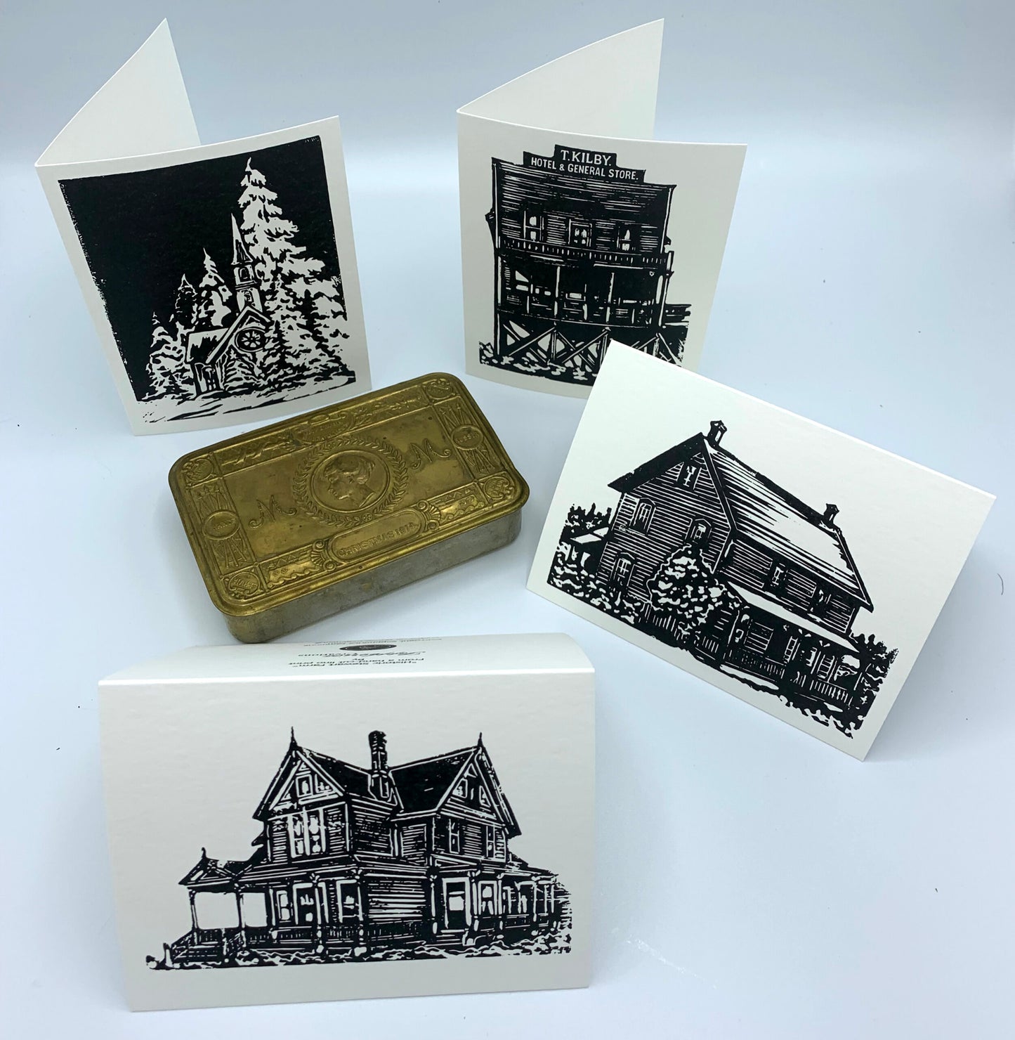 Sapphorica Creations- Heritage Collection-Kilby Hotel & General Store Linocut Art Card