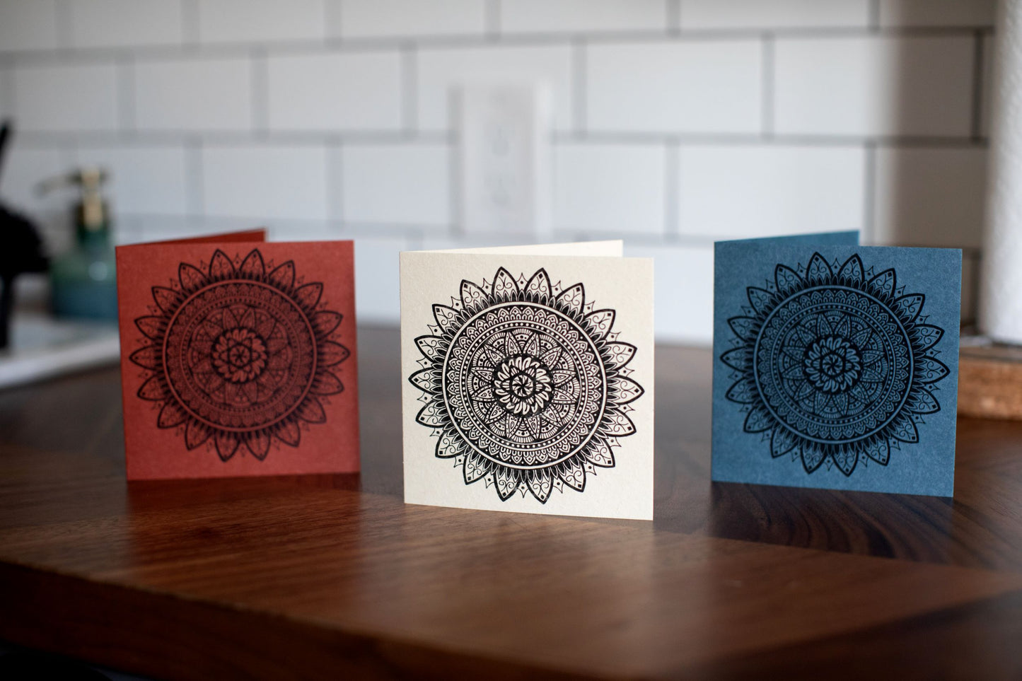 Sapphorica Creations- Mandala Sunflower Ink Illustrated Art Card - Sapphorica Creations