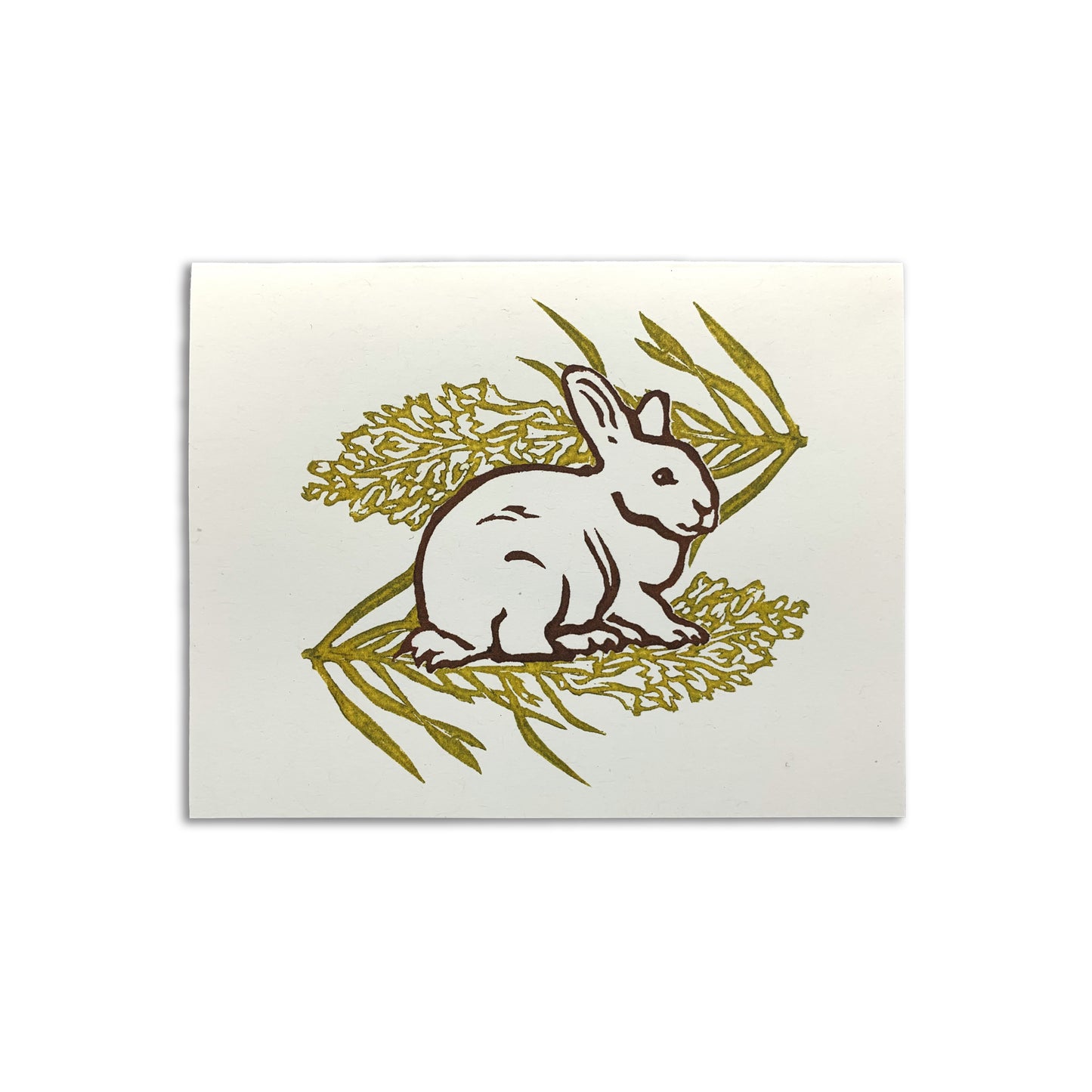 Sapphorica Creations- Bunny Snapdragon Linocut Art Card - Sapphorica Creations