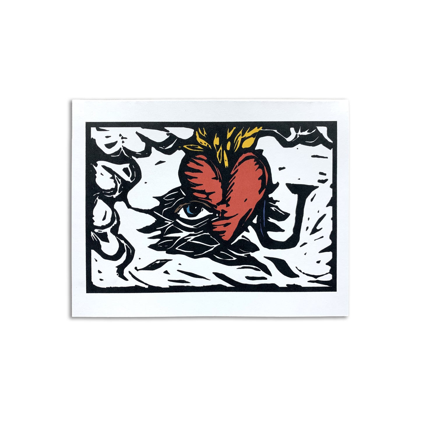 Sapphorica Creations- Eye Love U Linocut Art Card - Sapphorica Creations