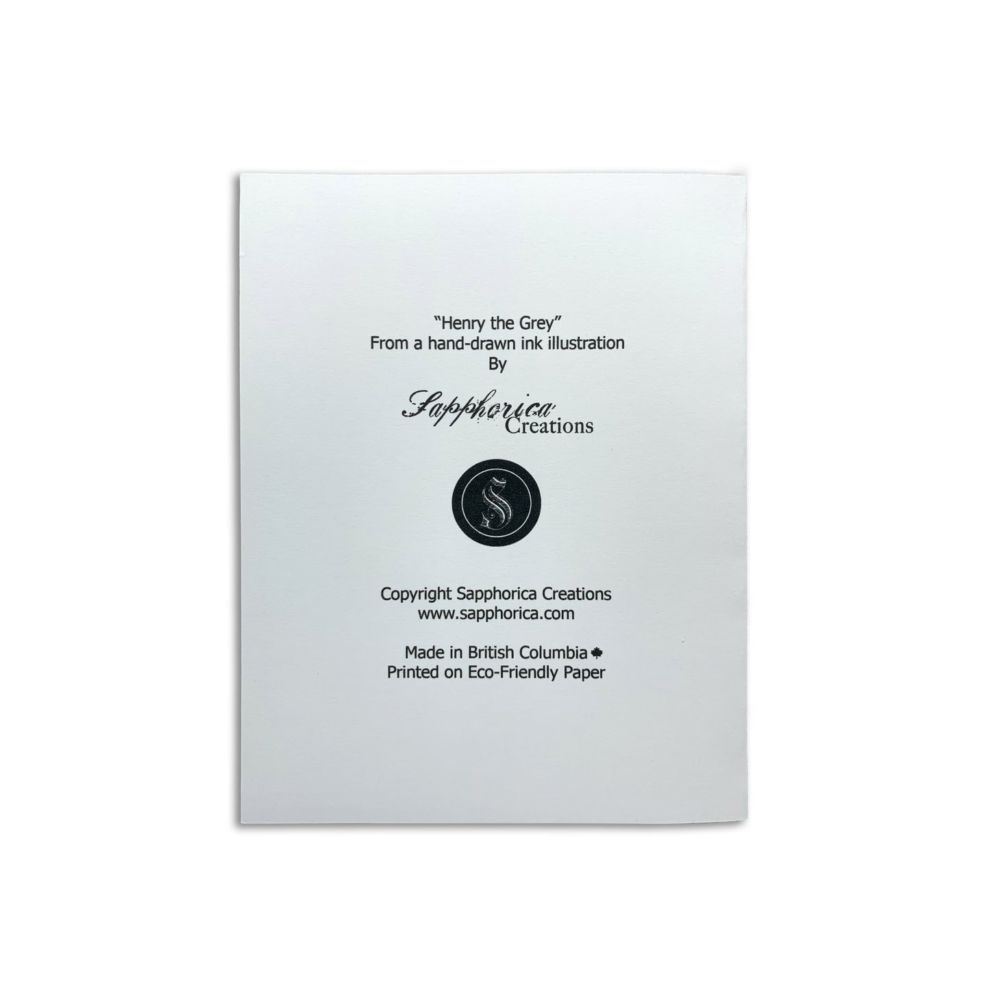 Sapphorica Creations- Henry the Grey Art Card - Sapphorica Creations
