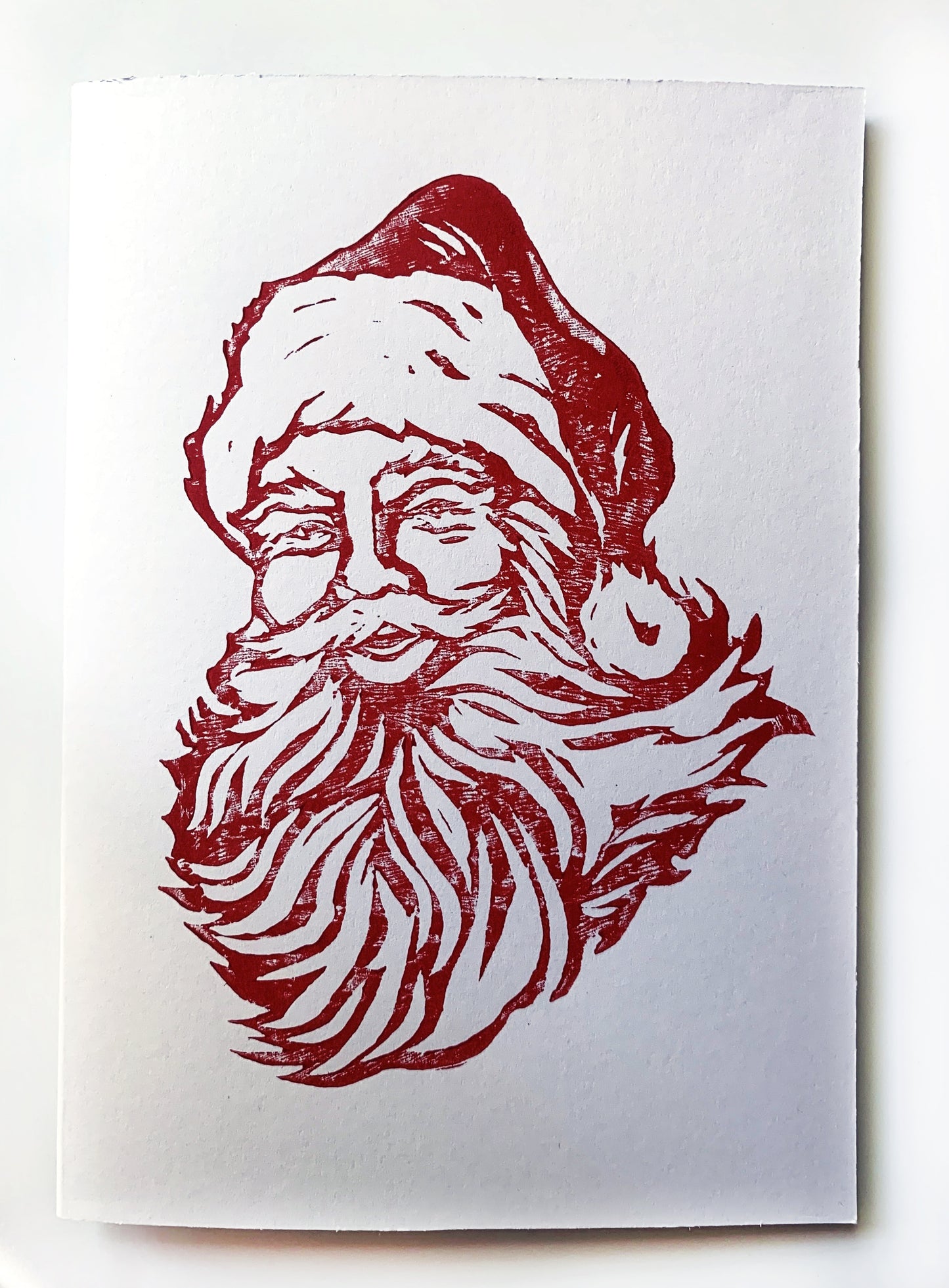 Sapphorica Creations- Vintage Santa Hand-Printed Linocut Art Card - Sapphorica Creations