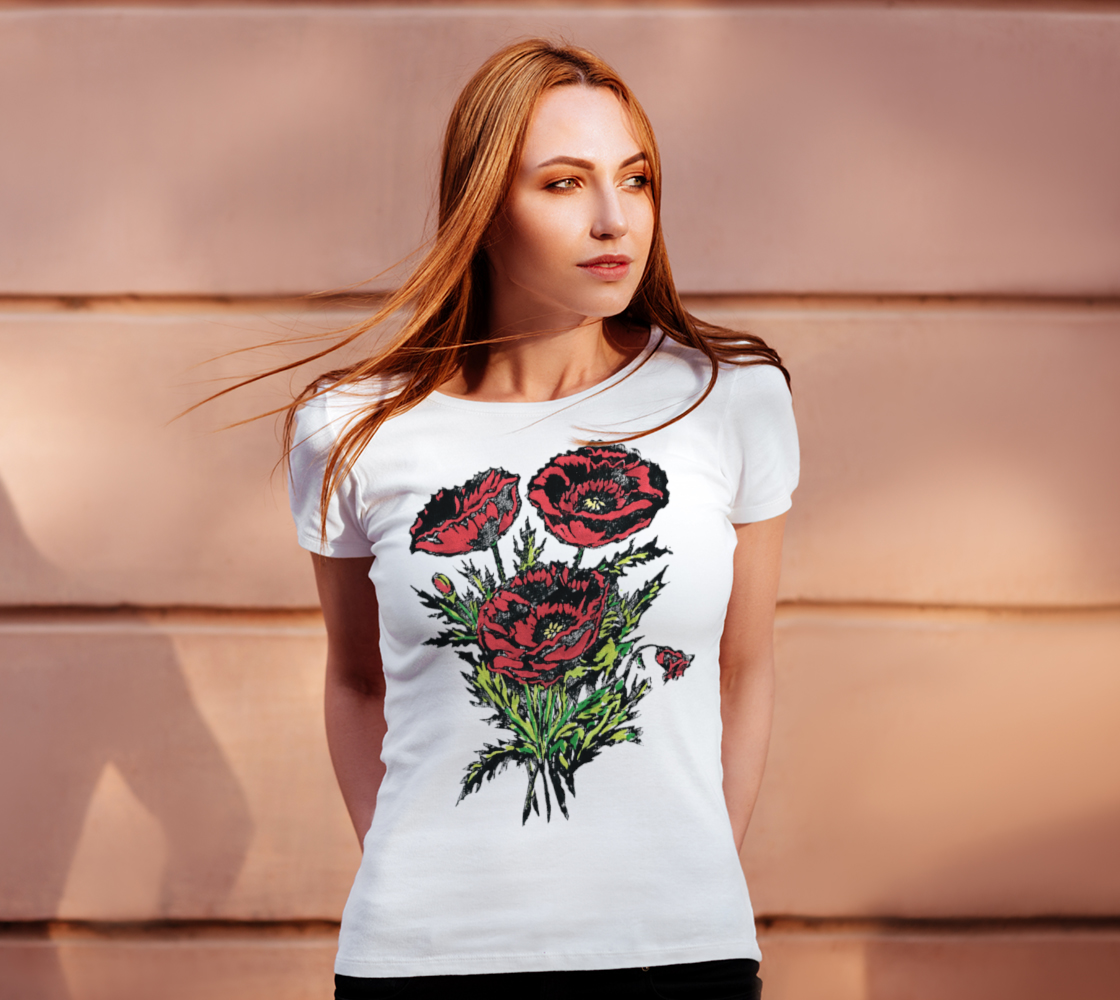 Sapphorica Creations Poppies Women's Tee - Sapphorica Creations
