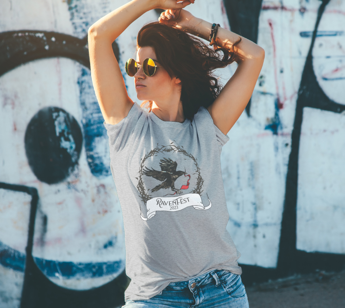 RavenFest Raven Thorn Unisex Tee- extended sizing/colors- with Care Logo x Sapphorica Creations - Sapphorica Creations