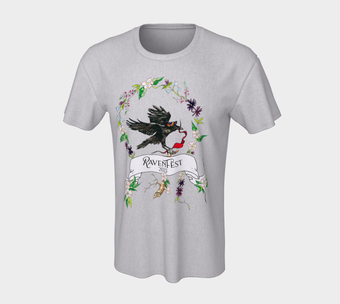RavenFest Flowers Logo Unisex Tee- extended sizing/colors- with Care Logo x Sapphorica Creations - Sapphorica Creations