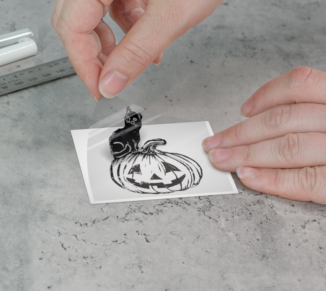 Sapphorica Creations Cat Pumpkin Permanent Sticker