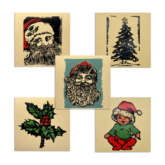 Sapphorica Creations Holiday Linocut Art Cards- 15 Pack - Sapphorica Creations 