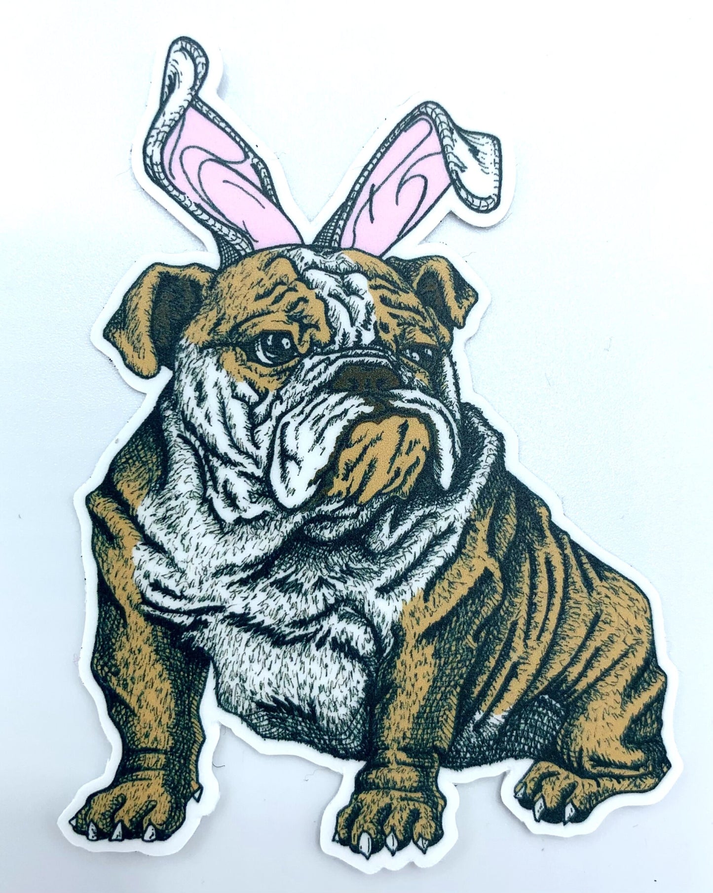 Sapphorica Creations- Phillip the Easter Bulldog Hand-drawn, ink illustrated Sticker