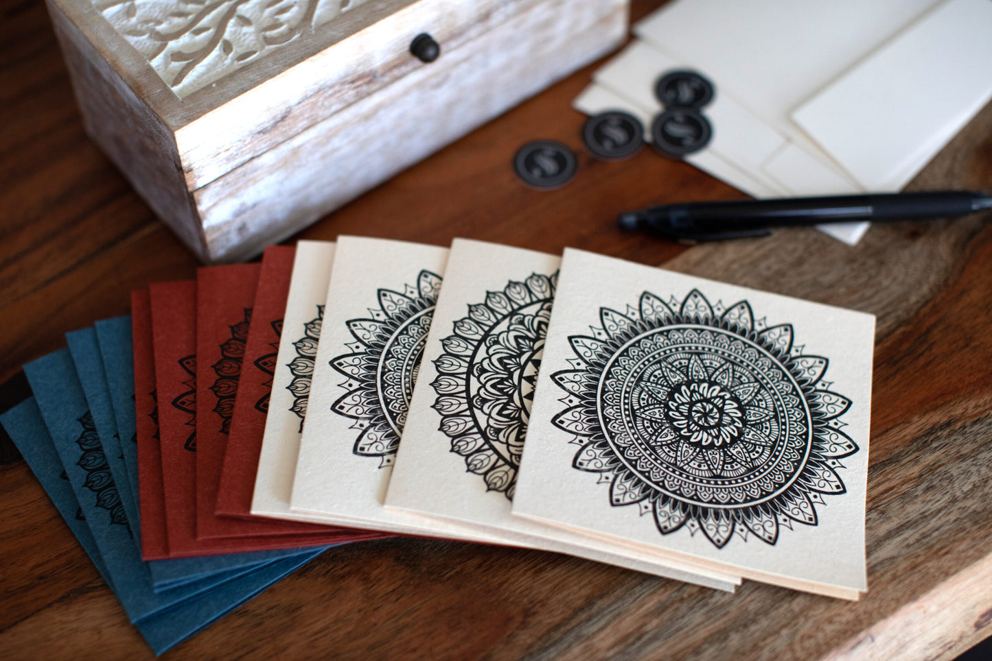 Sapphorica Creations- Mandala Sunflower Ink illustrated Art Card
