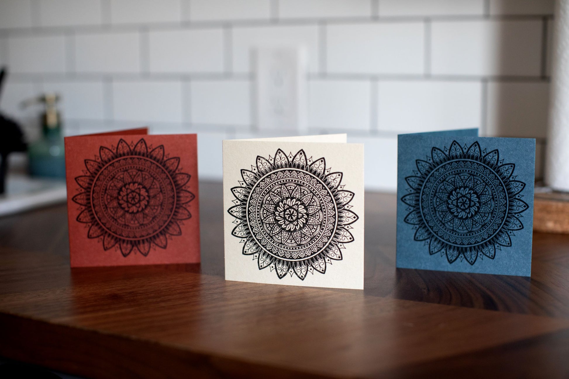Sapphorica Creations- Mandala Sunflower Ink Illustrated Art Card - Sapphorica Creations 