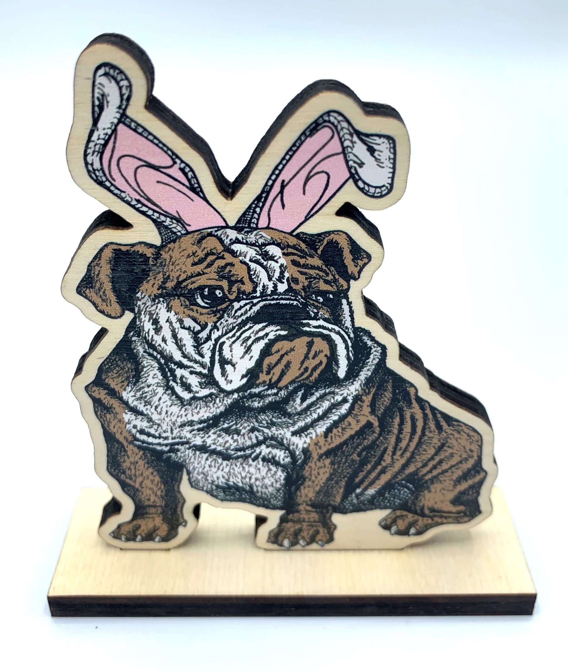 Sapphorica Creations- Phillip the Easter Bulldog Wooden Decor