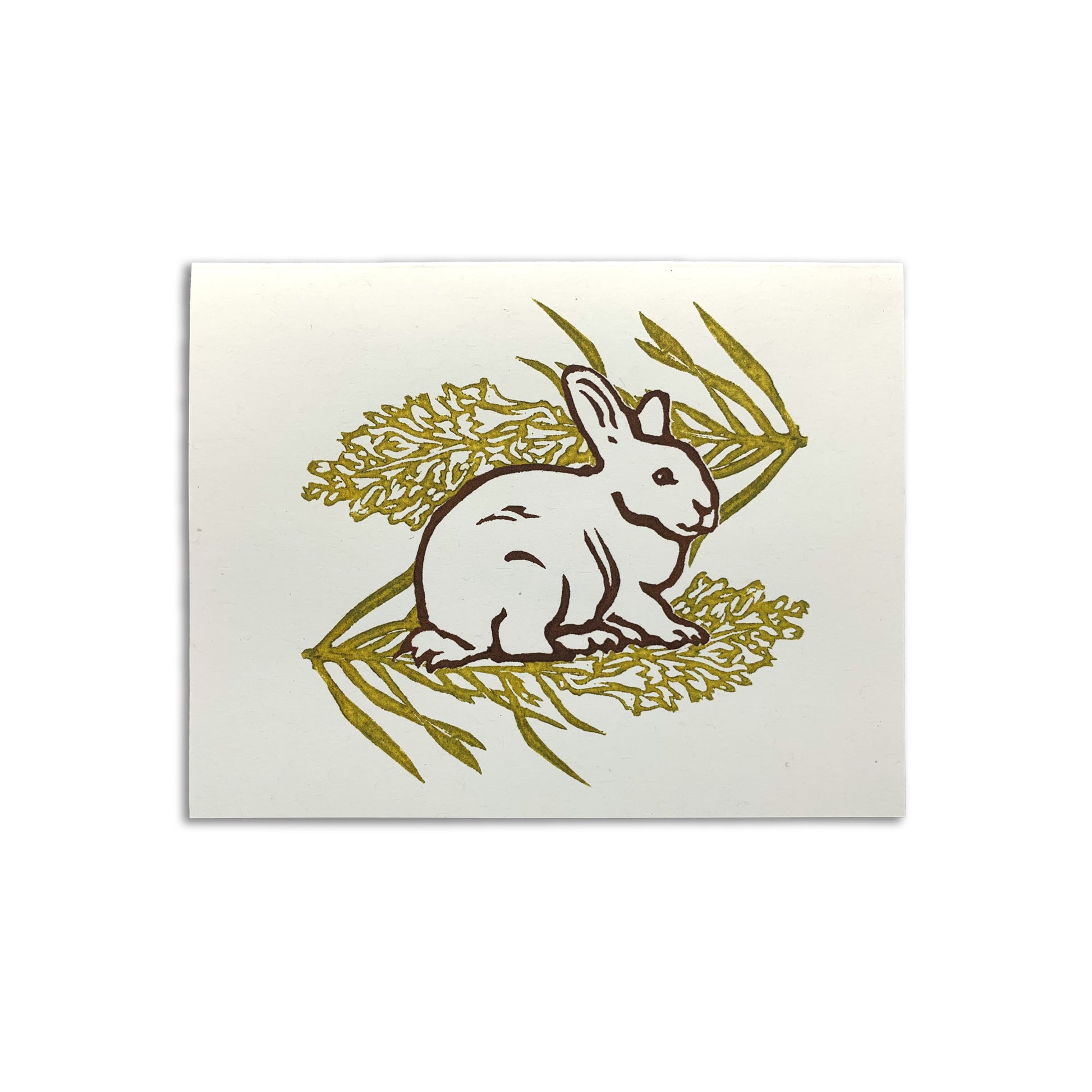 Sapphorica Creations- Bunny Snapdragon Linocut Art Card - Sapphorica Creations 