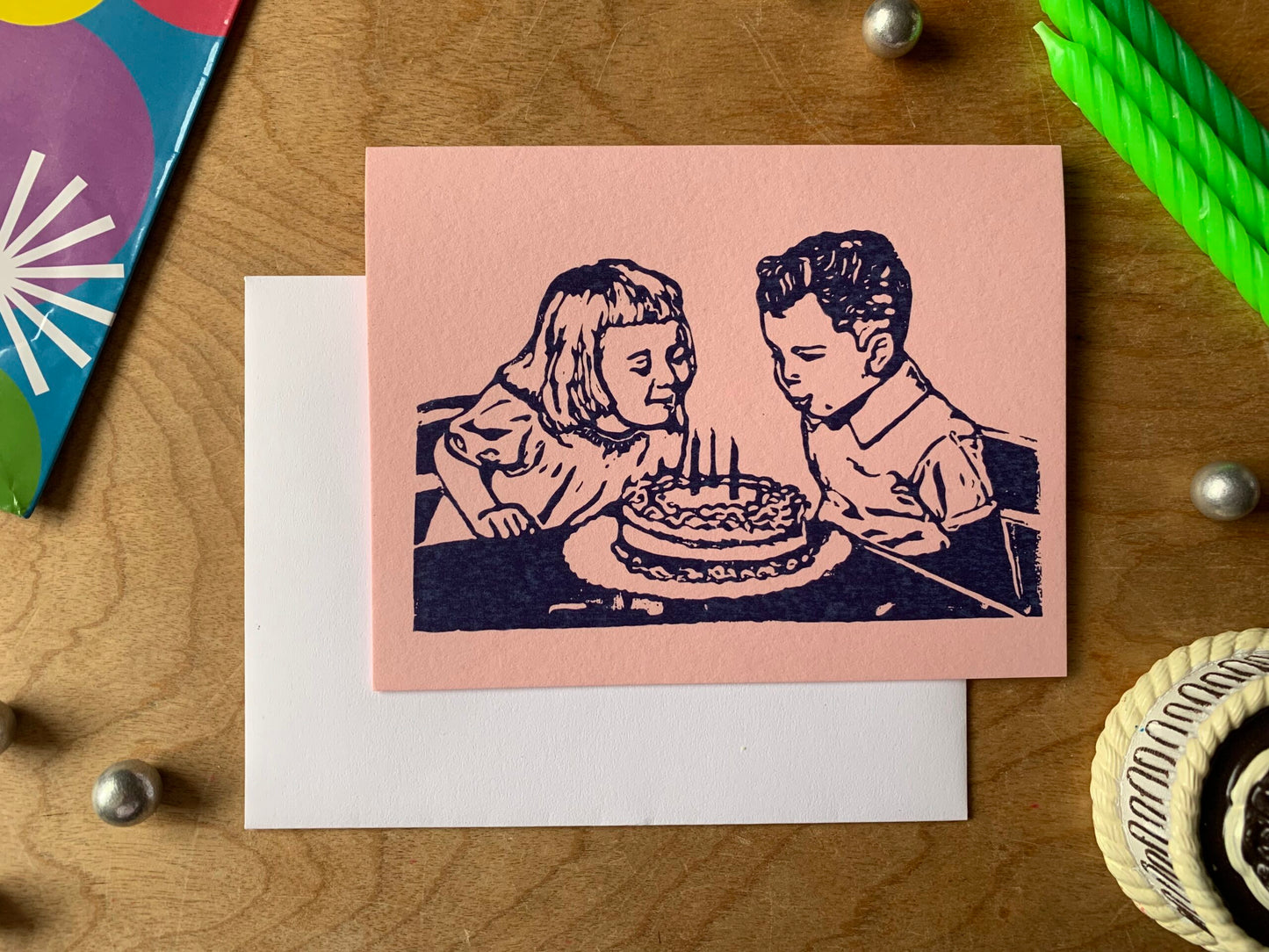 Sapphorica Creations 50s Birthday Kids Art Card- Blue and Pink