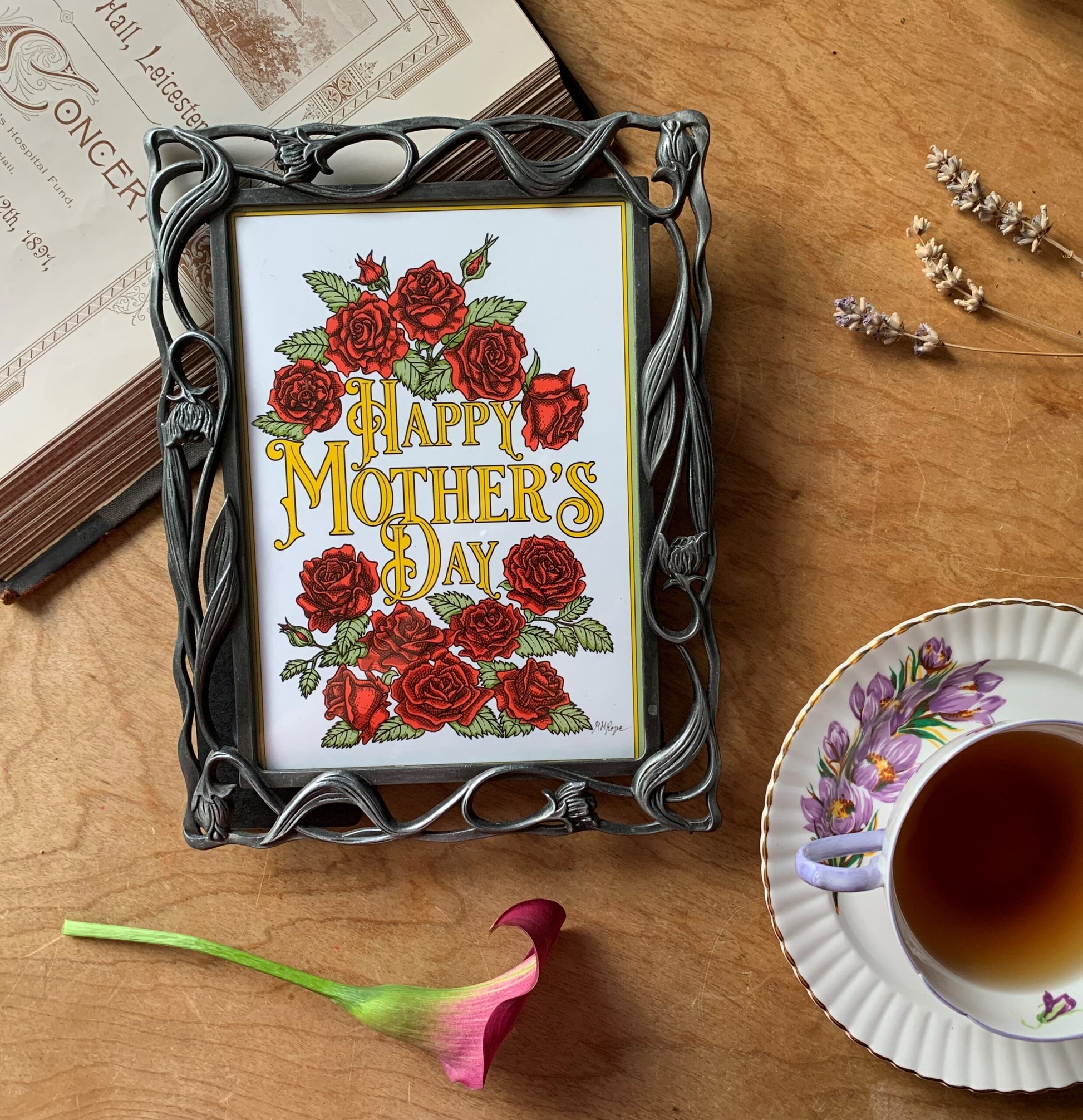 Sapphorica Creations- Mothers Day- Red Roses- Art Card-Framed