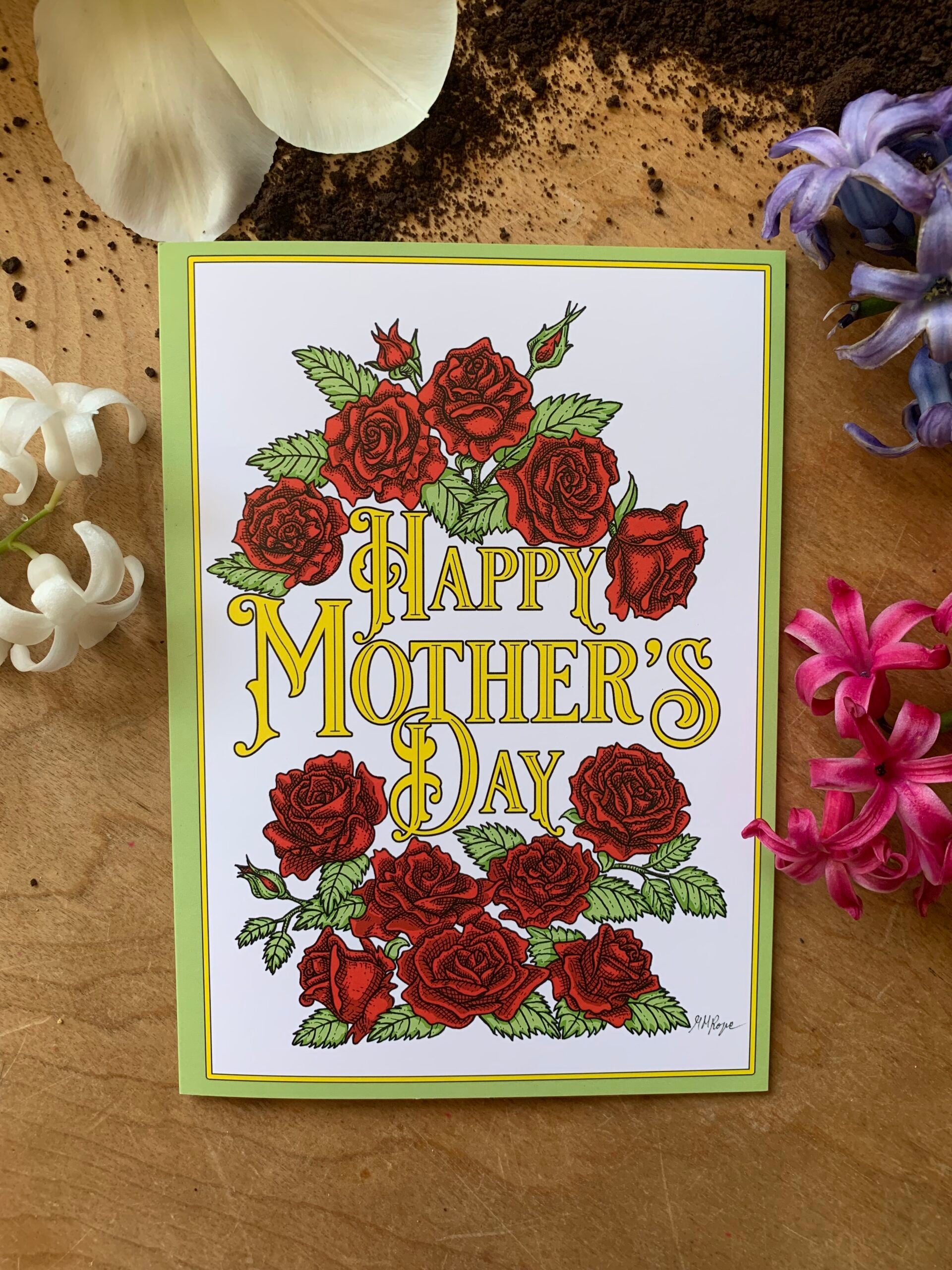 Sapphorica Creations- Mothers Day- Red Roses- Art Card