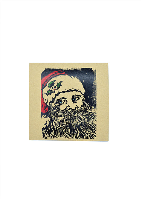 Sapphorica Linocut Santa Beard Art Card